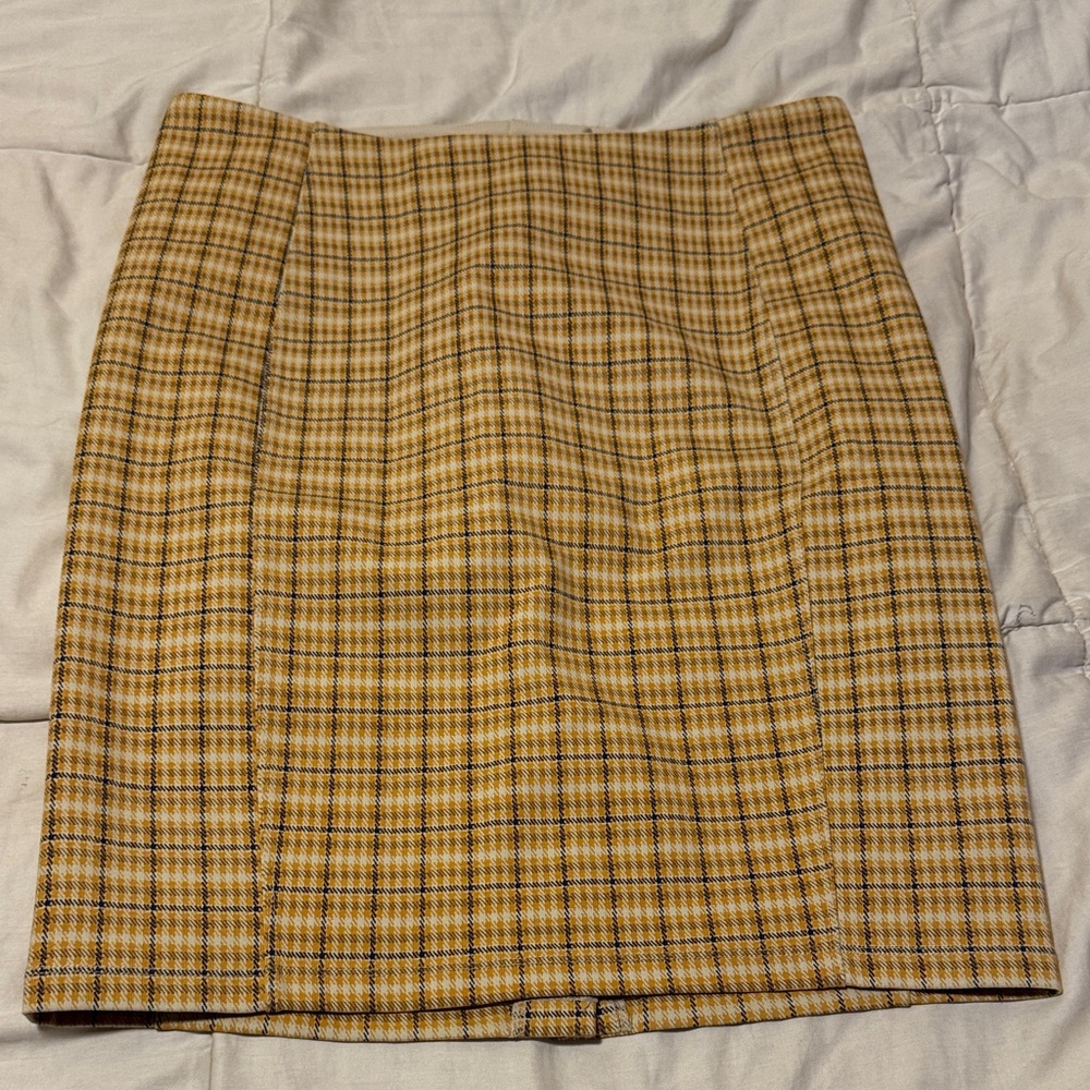 Liverpool Tan Checkered Mini Skirt